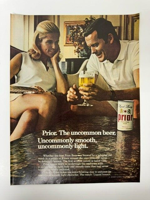 Magazine Print Ad 1968 Prior The Uncommon Beer