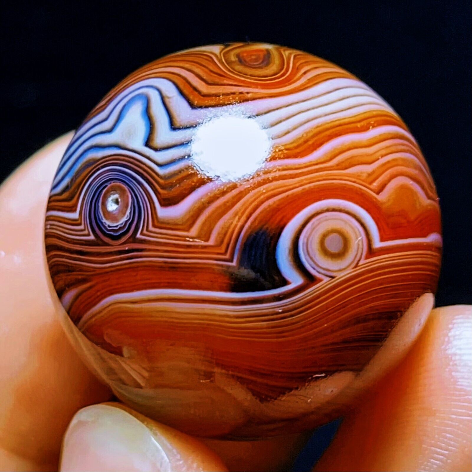 TOP 43G Natural Polished Silk Banded Agate Sphere ball Crystal Madagascar L1395