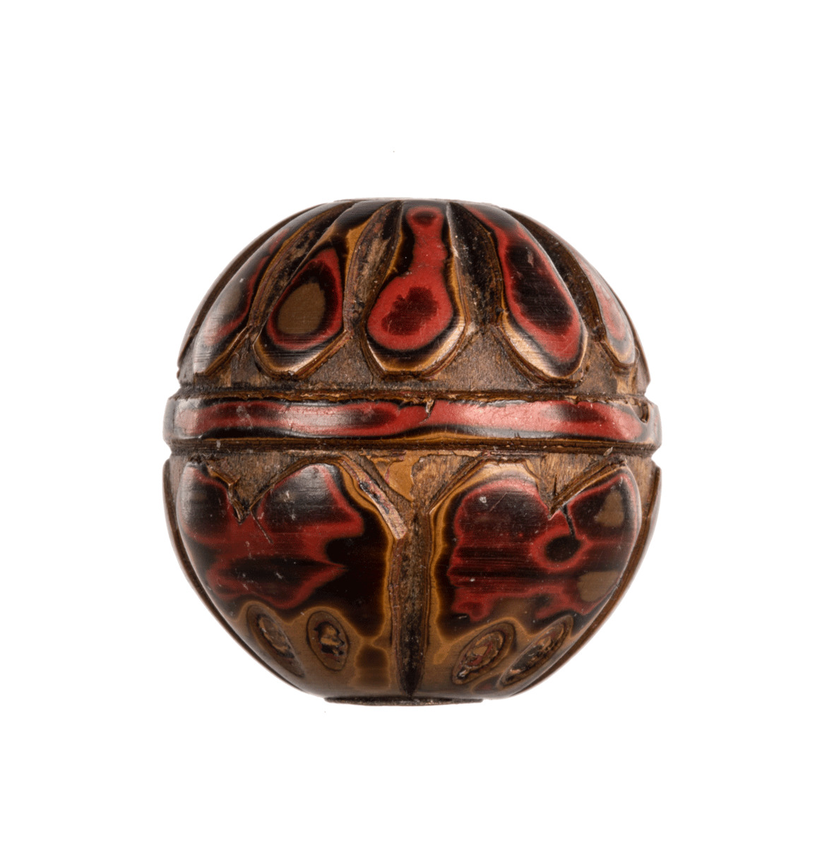 A Lacquer Carved Japanese Meiji Era Ojime Antique Bead
