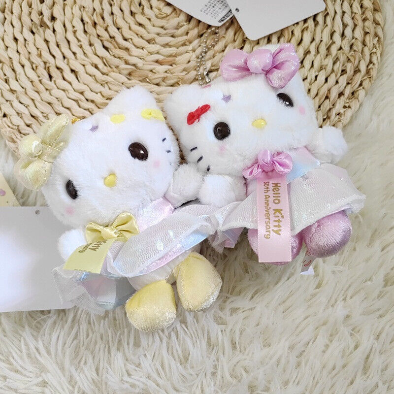 NEW 2pcs/set Cute Girl's Birthday Gift Hello Kitty Bow Doll Toy Plushie Pendant