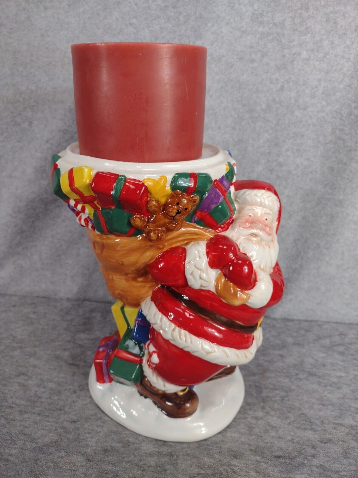 Vintage Christmas Ceramic Noel Candleholder + Candle + Box - Seasonal Elements