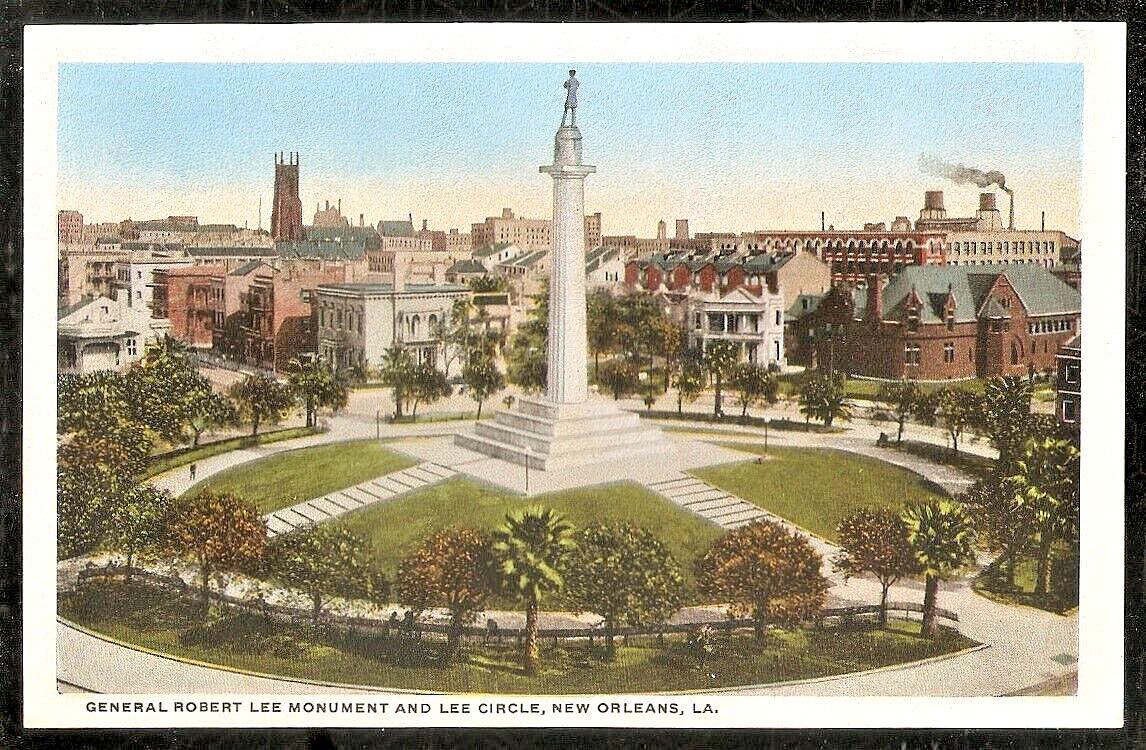 CONFEDERATE MONUMENT Robert E Lee Circle 1910 New Orleans Postcard