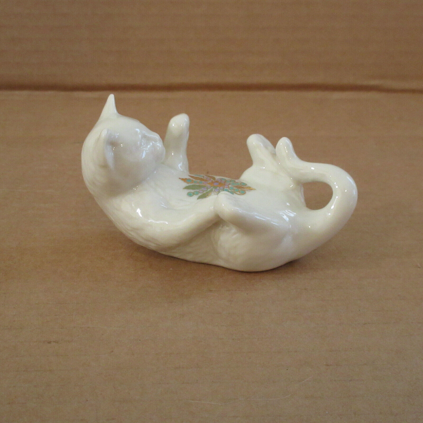 Vtg 1990s Lenox China Jewels Collection Figurine Playing Cat Kitten Flopping  5\