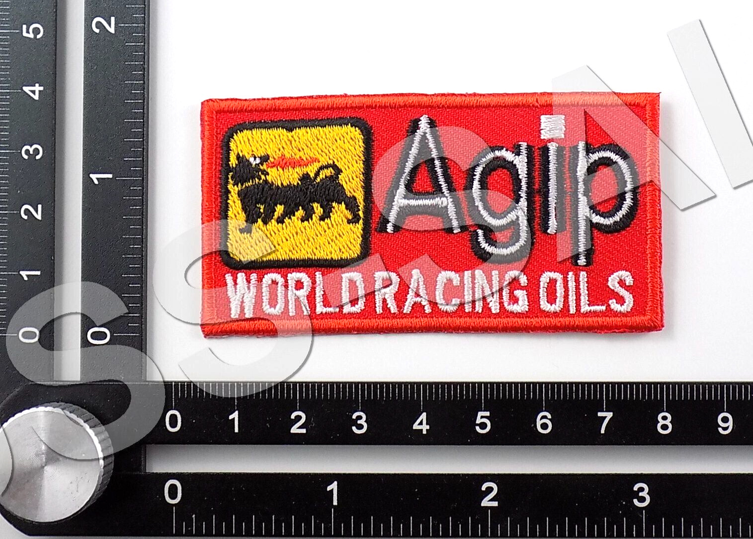 AGIP WORLD RACING OILS RED EMBROIDERED PATCH IRON/SEW ON 2-7/8