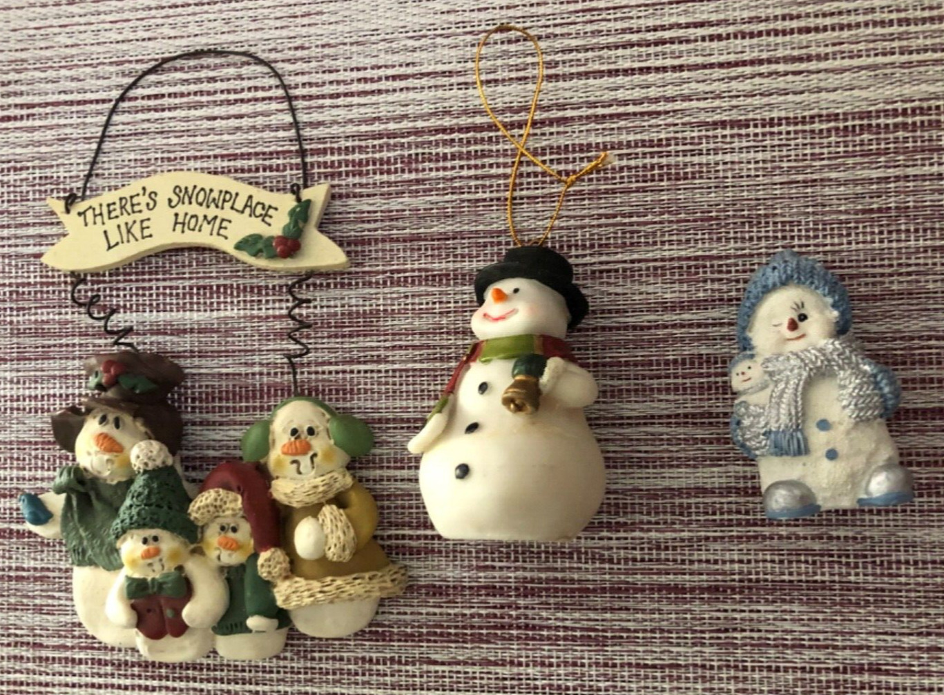 Lot 3 snowman Snowmen  Christmas ornaments There’s Snowplace like home