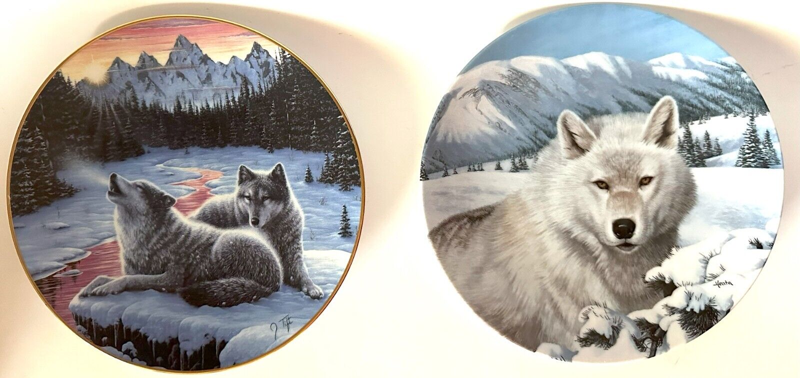 2 Collector Plates: Winter\'s Dawn AND Timber Ghost, Limited Editions, Numbered