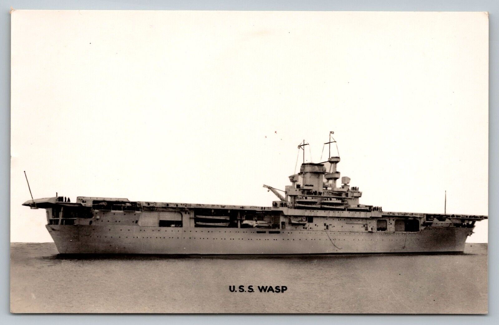 Postcard USS Wasp CV 7 Navy Aircraft Carrier Naval Ship Lost In Action RPPC