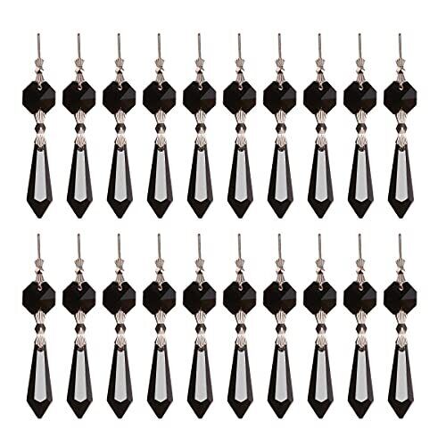 20pcs 38mm Replacement Black Chandelier Icicle Crystal Prisms Octogan Crystal