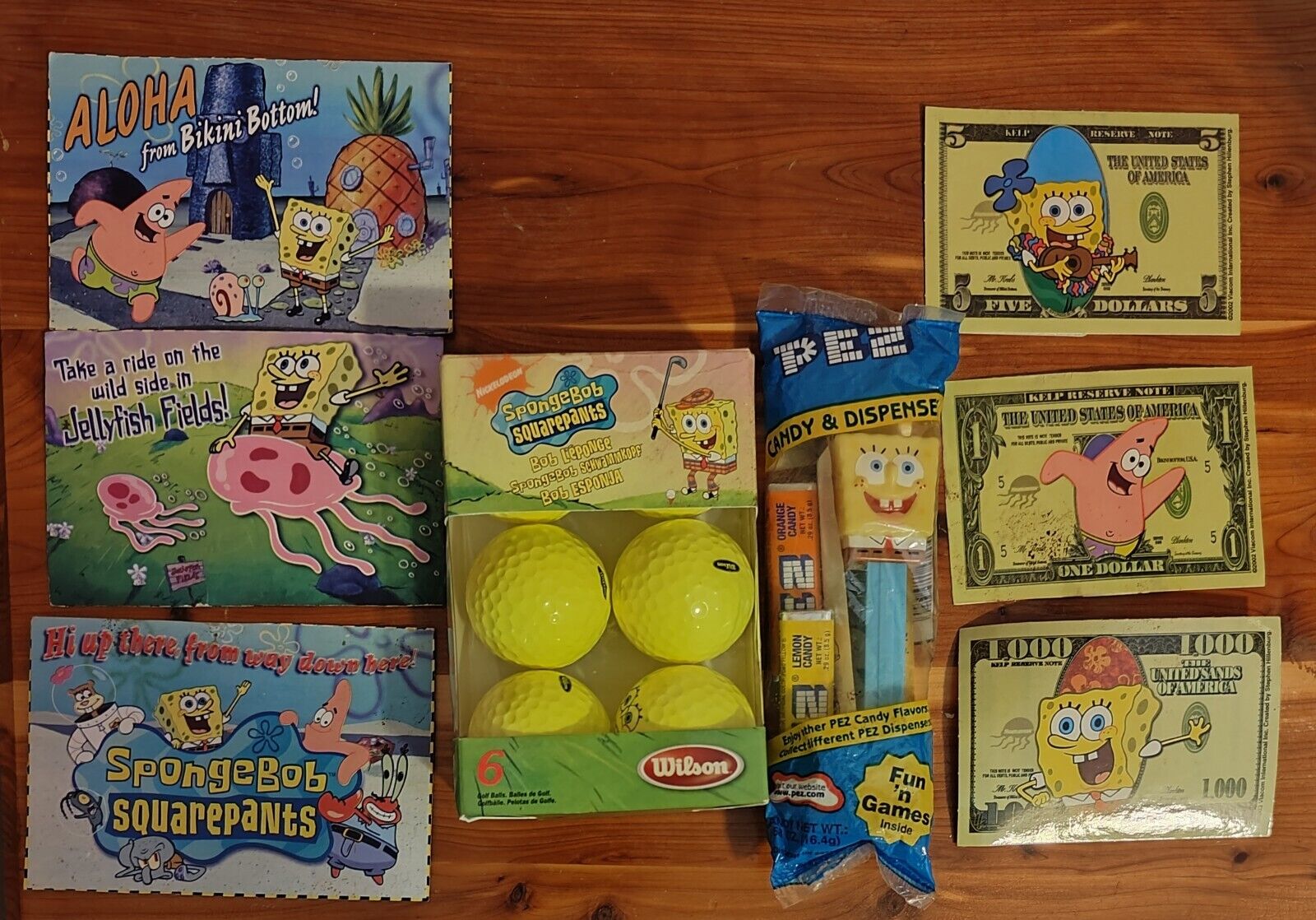 SpongeBob Squarepants Lot Apex Tennis Balls Postcards Money