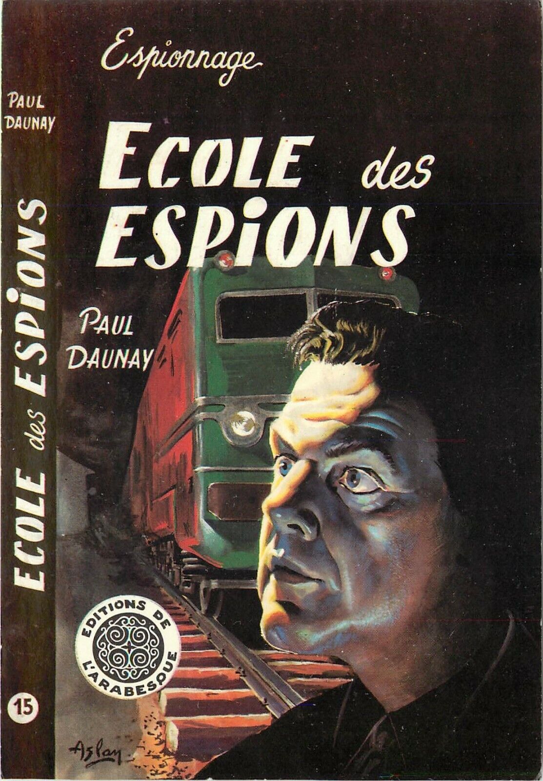 Vintage Postcard Pulp Fiction Cover Art A/S Aslan Ecole des Espions, Spy School 