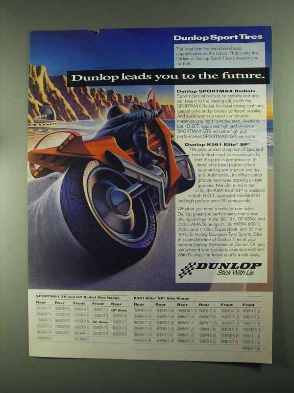 1993 Dunlop Sportmax Radial and K591 Elite SP Tires Ad