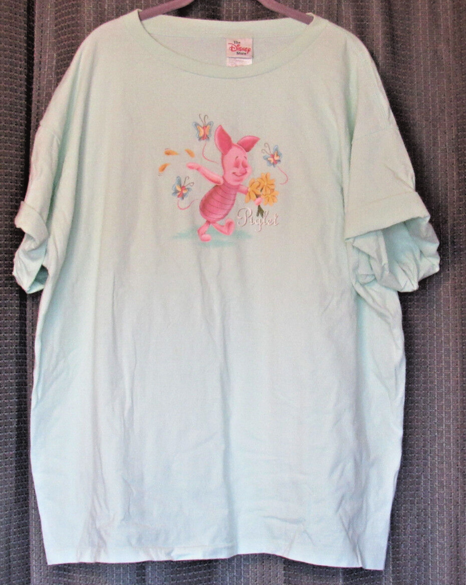 Disney Store Piglet Soft Cotton T-Shirt Mint Green XX- LARGE  worn once 1999 USA