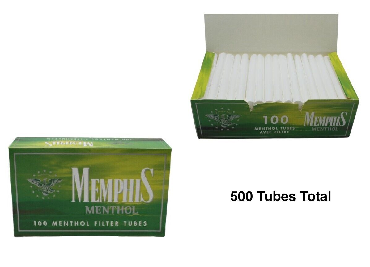 500x Memphis Premium Menthol Filter Tubes King Size Cork Tobacco Cigarette Green