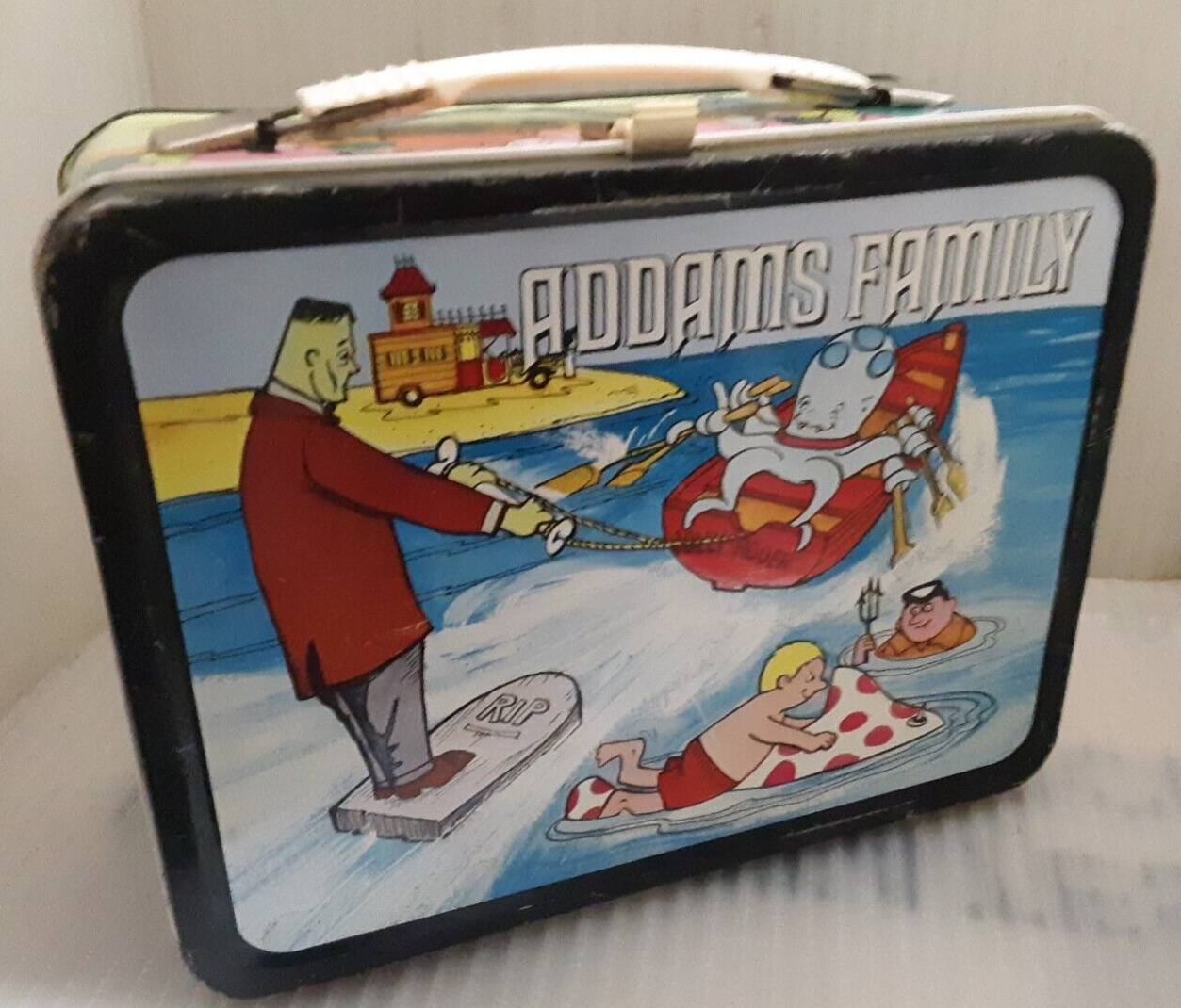 RARE 1974 Adams Family Metal Lunch Box By Thermos Brand ~ Nice Cartoon Lunchbox