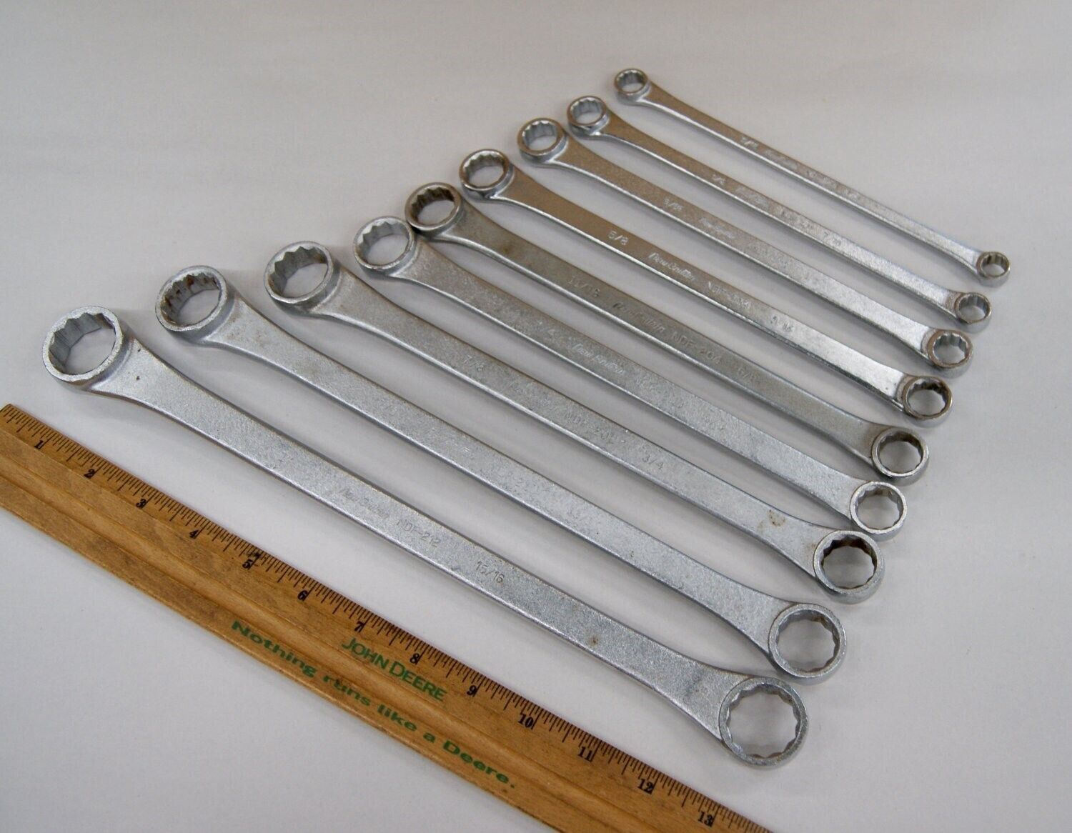 New Britain USA 9pc, 12pt SAE Double Box End Wrench Set 3/8 to 1 inch VGC BN2770