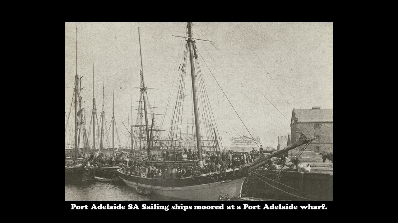 Port Adelaide SA Sailing ships moored at a Port Adelaide wharf Postcard