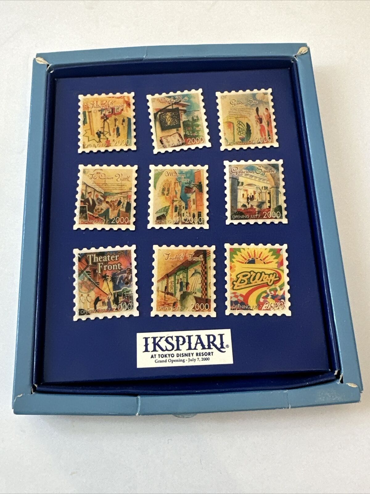 Ikspiari Tokyo Disney Resort Grand Opening Complete Set Of 9 Stamp Pins Vintage