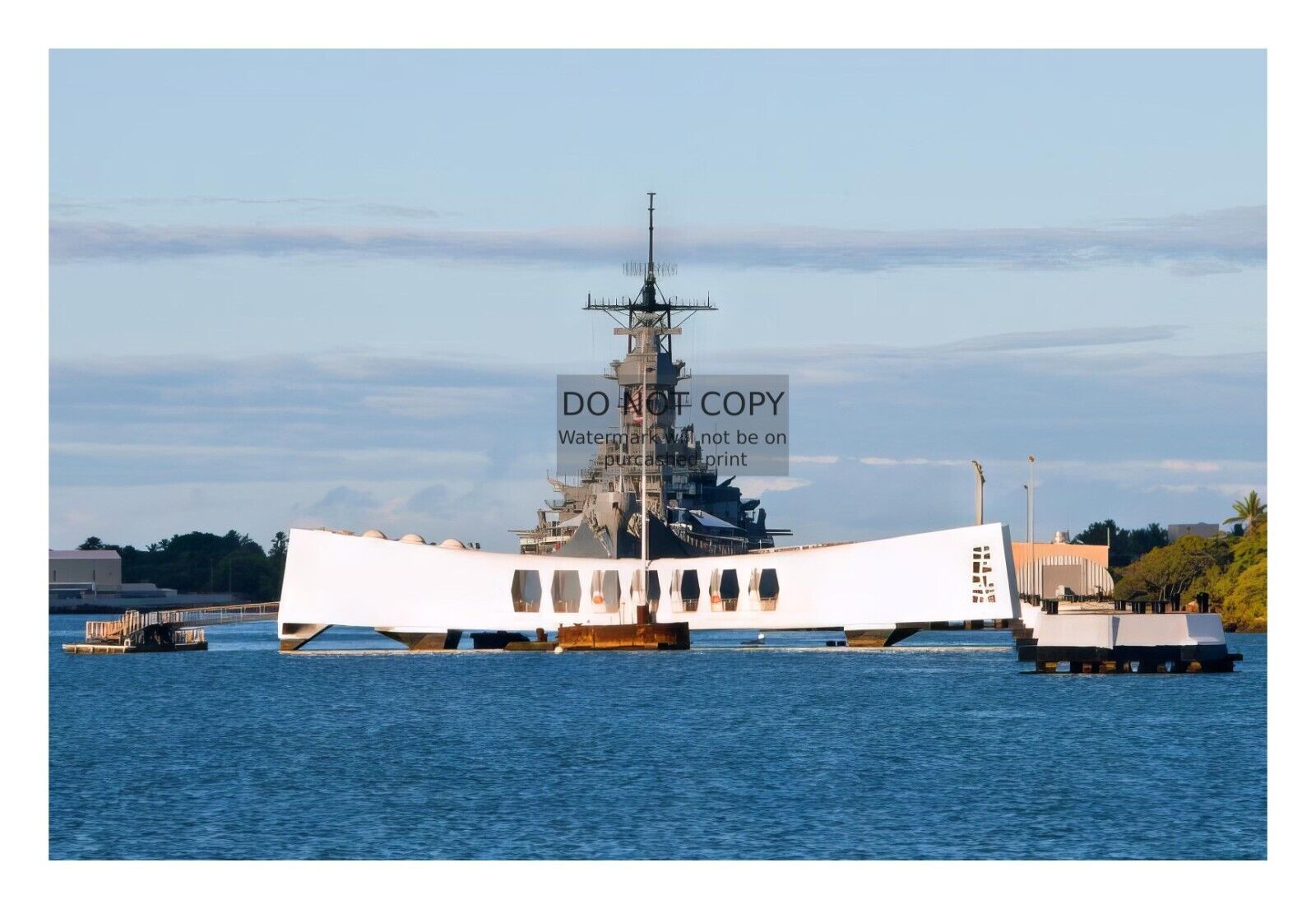 USS MISSOURI STANDING GUARD AT USS ARIZONA MEMORIAL PEARL HARBOR 4X6 PHOTO