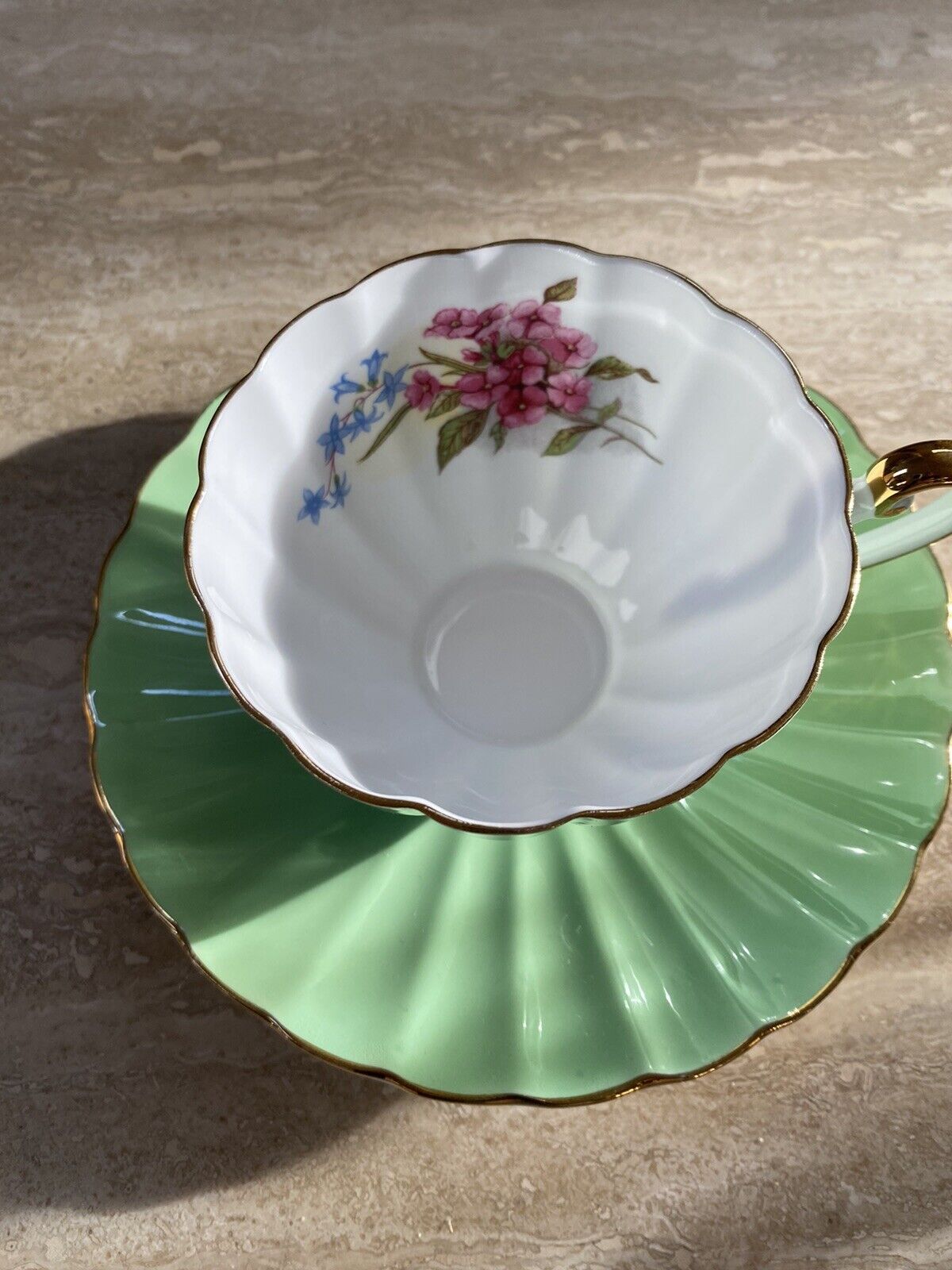 RARE Shelley Two Piece Tea Set Mint Green Beautiful Numbered Rare COLLECTIBLE