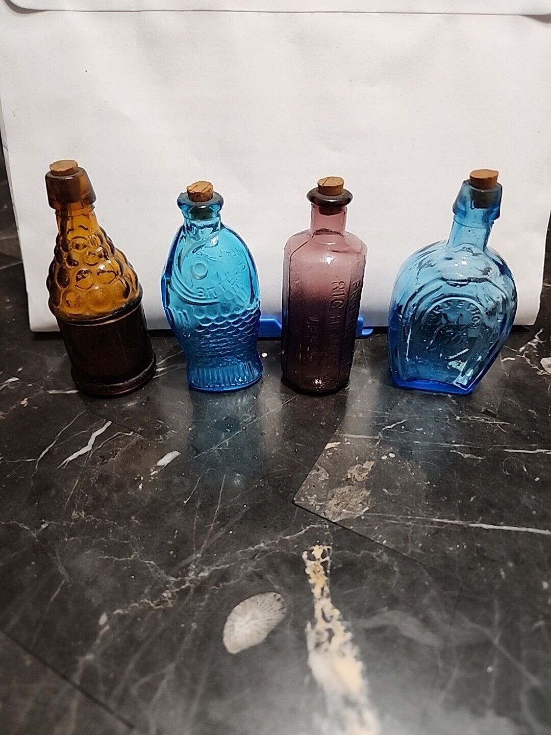 Vintage Wheaton Miniature Colored Glass Bottles 3in Tall Lot of 4 