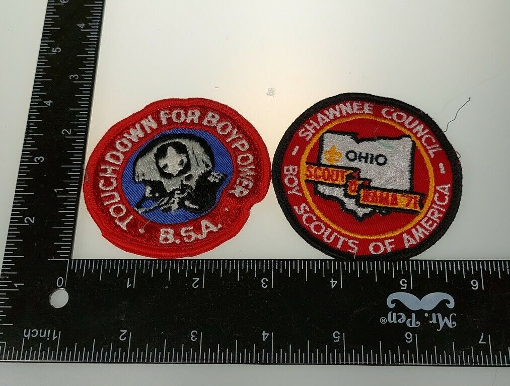 1971 Shawnee Council Scout-O-Rama + Touchdown For Boy Power B.S.A. Patches CS9