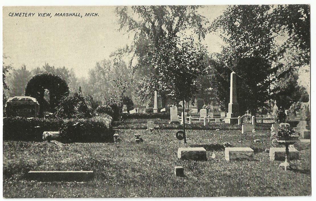 Marshall Michigan MI ~ Cemetery View Postcard c.1919
