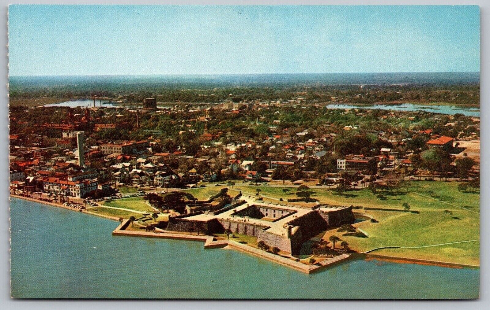 Florida Saint Augustine Aerial View Castillo De San Marcos Vintage UNP Postcard