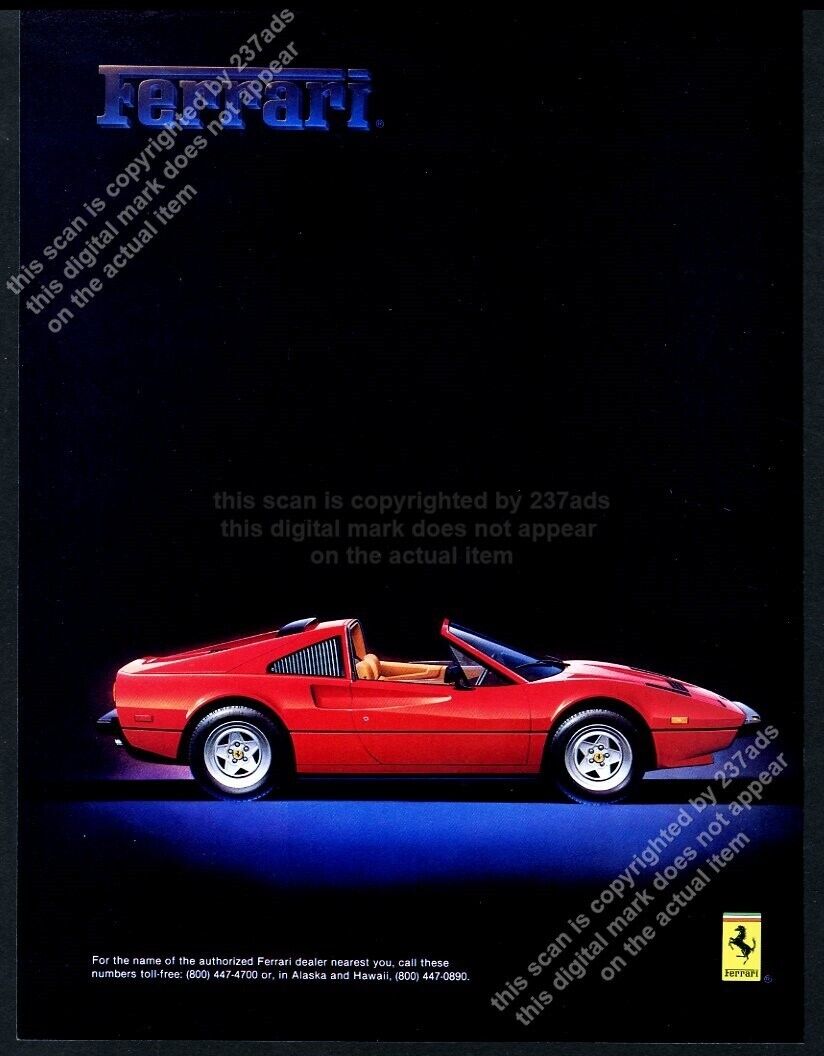 1985 Ferrari 308 GTS red car photo vintage print ad