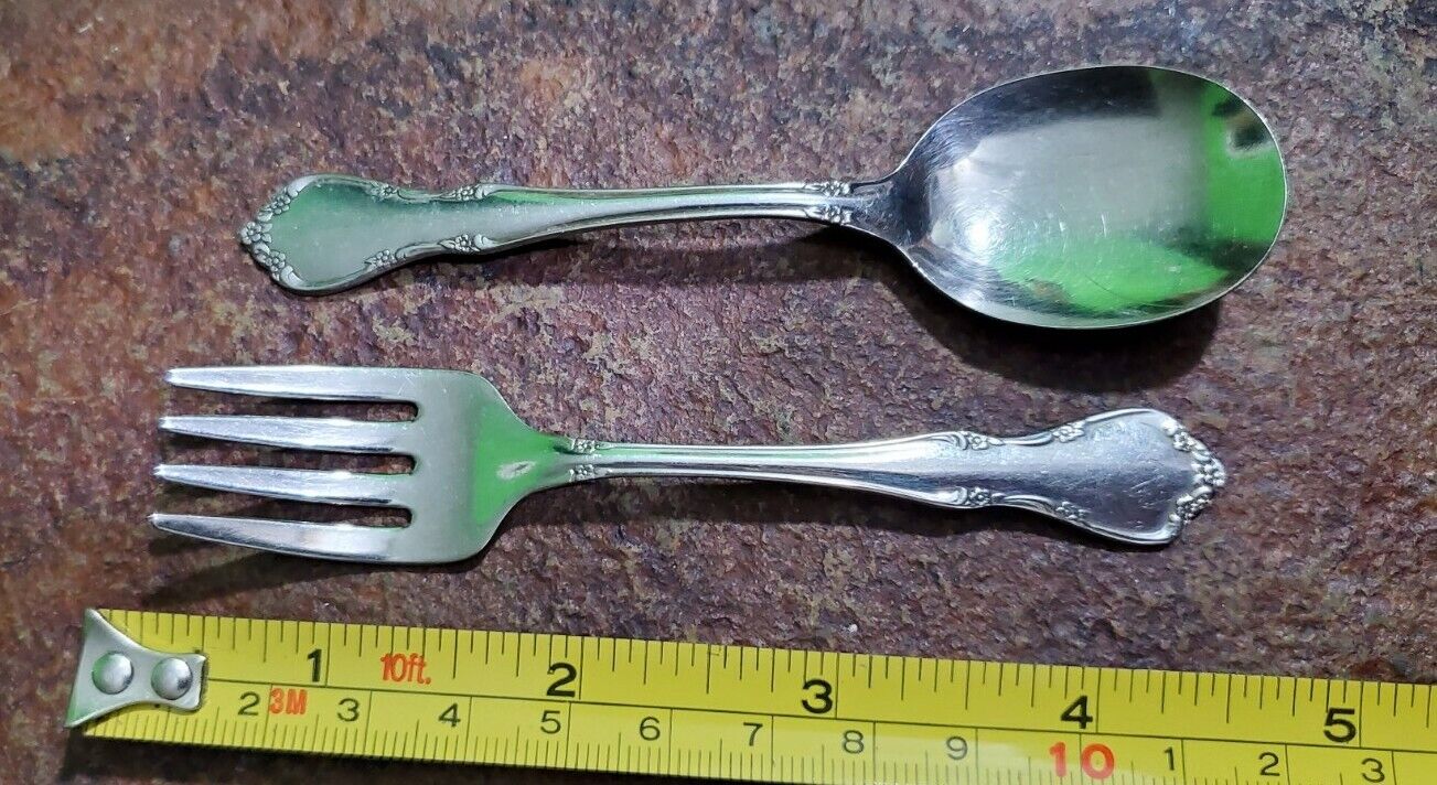 🤭 ONEIDA c1997 TOODLETIME STAINLESS BABY 👶 FORK & SPOON SET