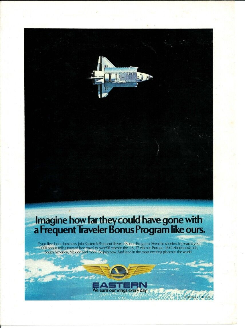 1981 EASTERN AIRLINES Space Shuttle Travel Airplane Vintage Magazine Print Ad