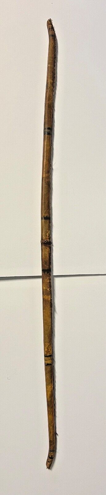 Antique Native American Indian Wood Bow; Hide Wrapped; Sinew Sewn; 1880s-1910s