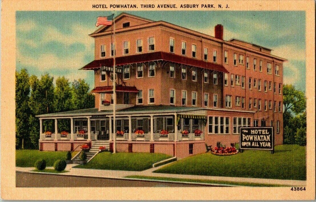 1940\'S. ASBURY PARK,NJ. HOTEL POWHATAN.  POSTCARD KK12