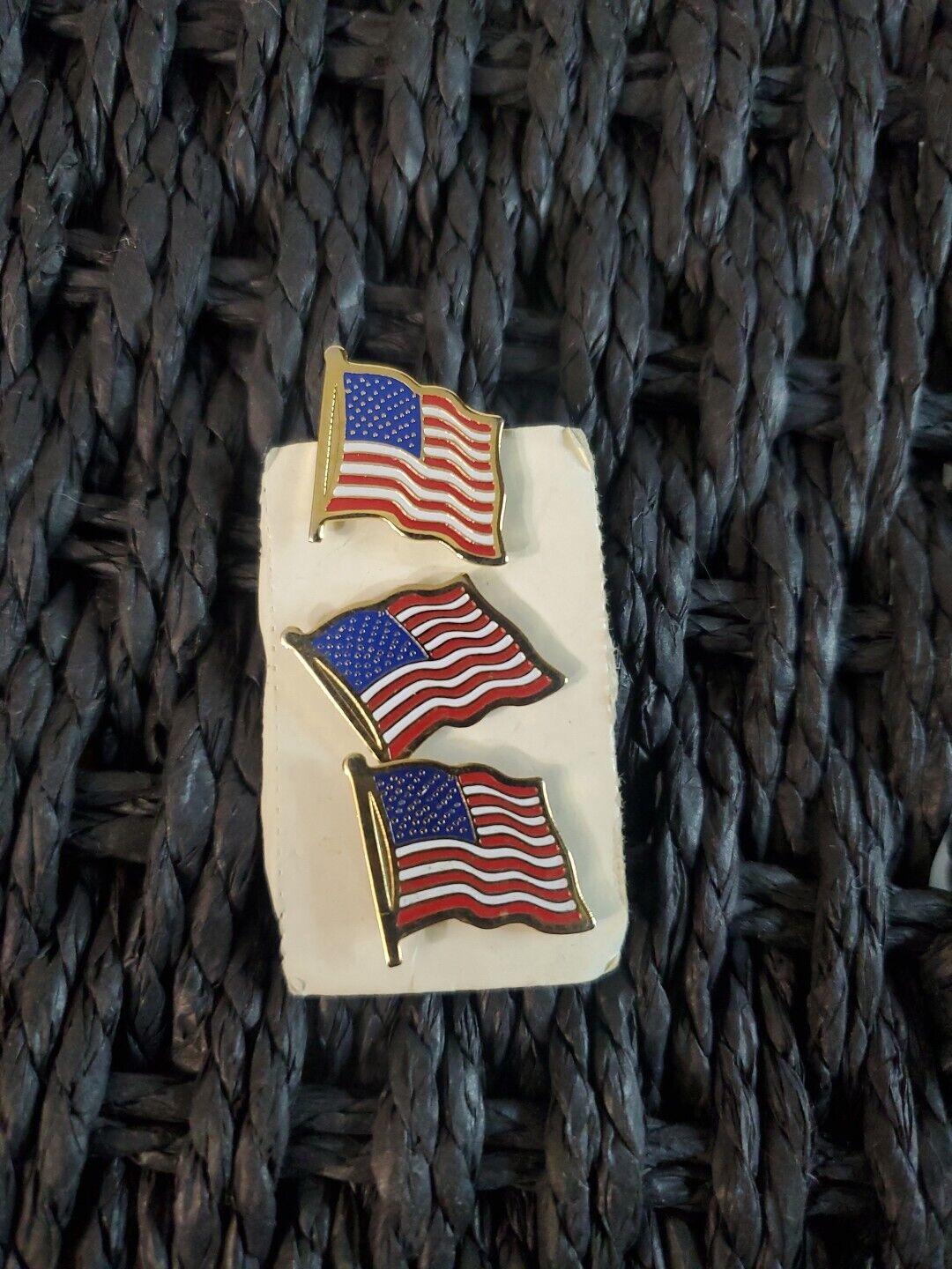 Vintage Patriotic Pins United States Flag 3 Piece Wavin Flag High Quality USA
