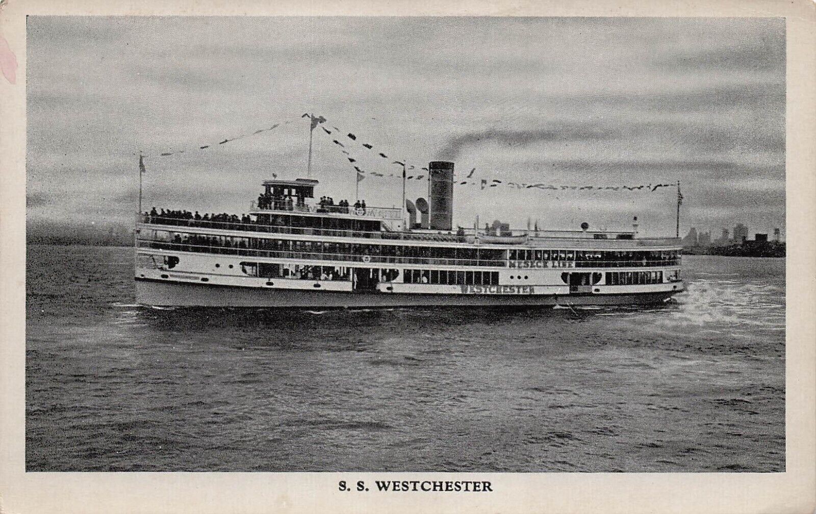 SS Westchester Poughkeepsie New York City to Playland Rye Beach Vtg Postcard E15