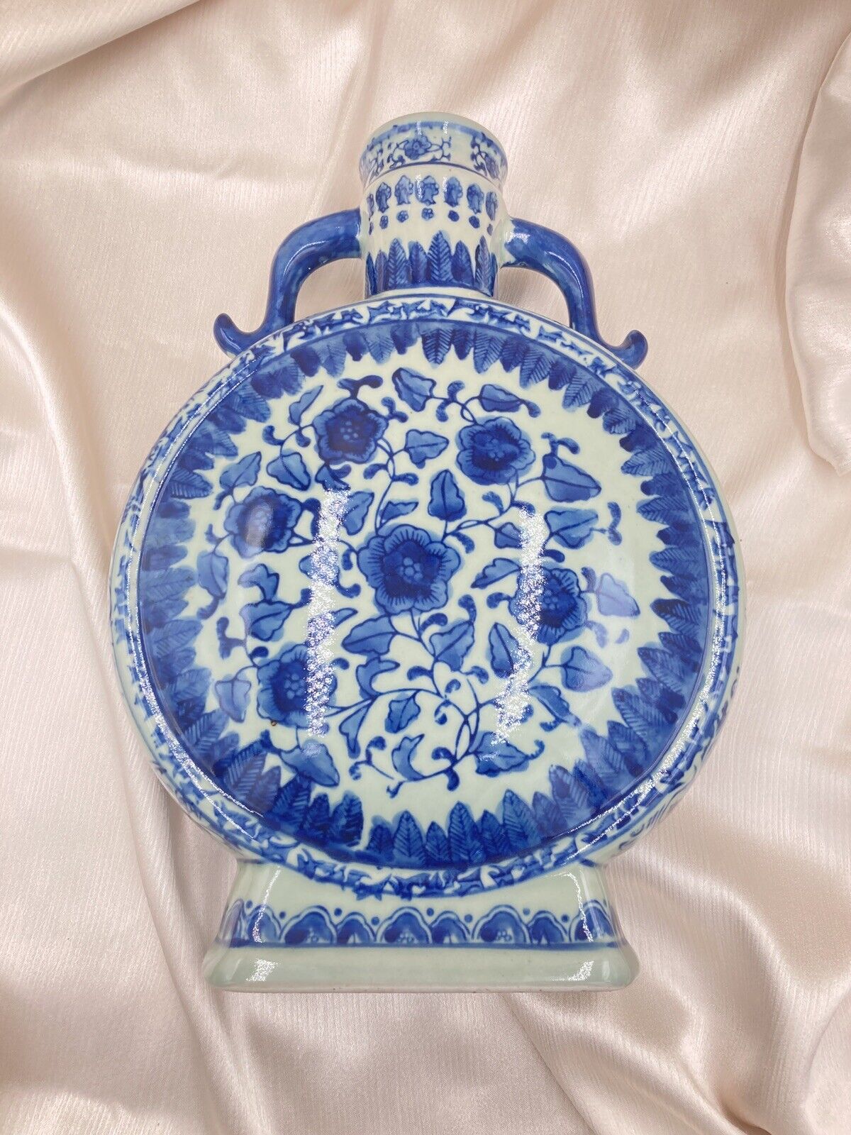 VINTAGE CHINESE MOON VASE~BLUE/GREY~11 1/2 in.~IMPORTED