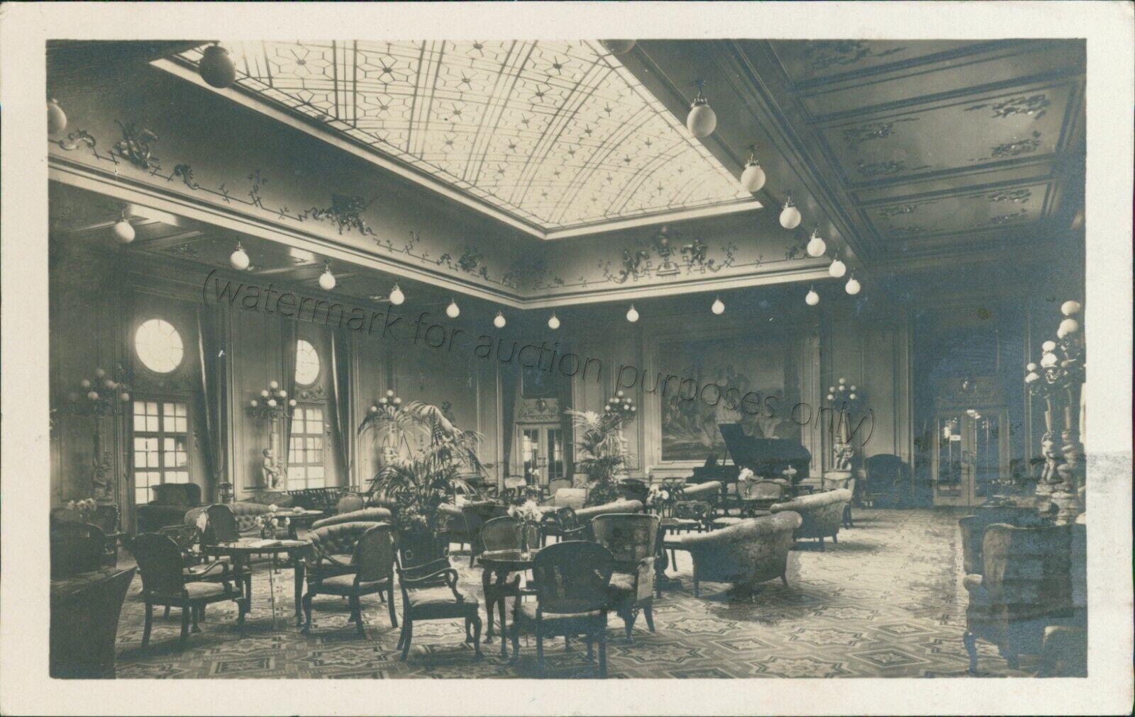 Norddeutscher Lloyd Bremen Interior Lounge 1926 - Vintage D. Columbus Postcard