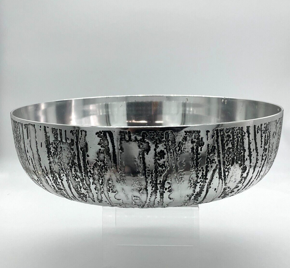 Large Vintage Aluminium Brutalist Etched Bowl, Rhonnina Design, Stephen Daly?
