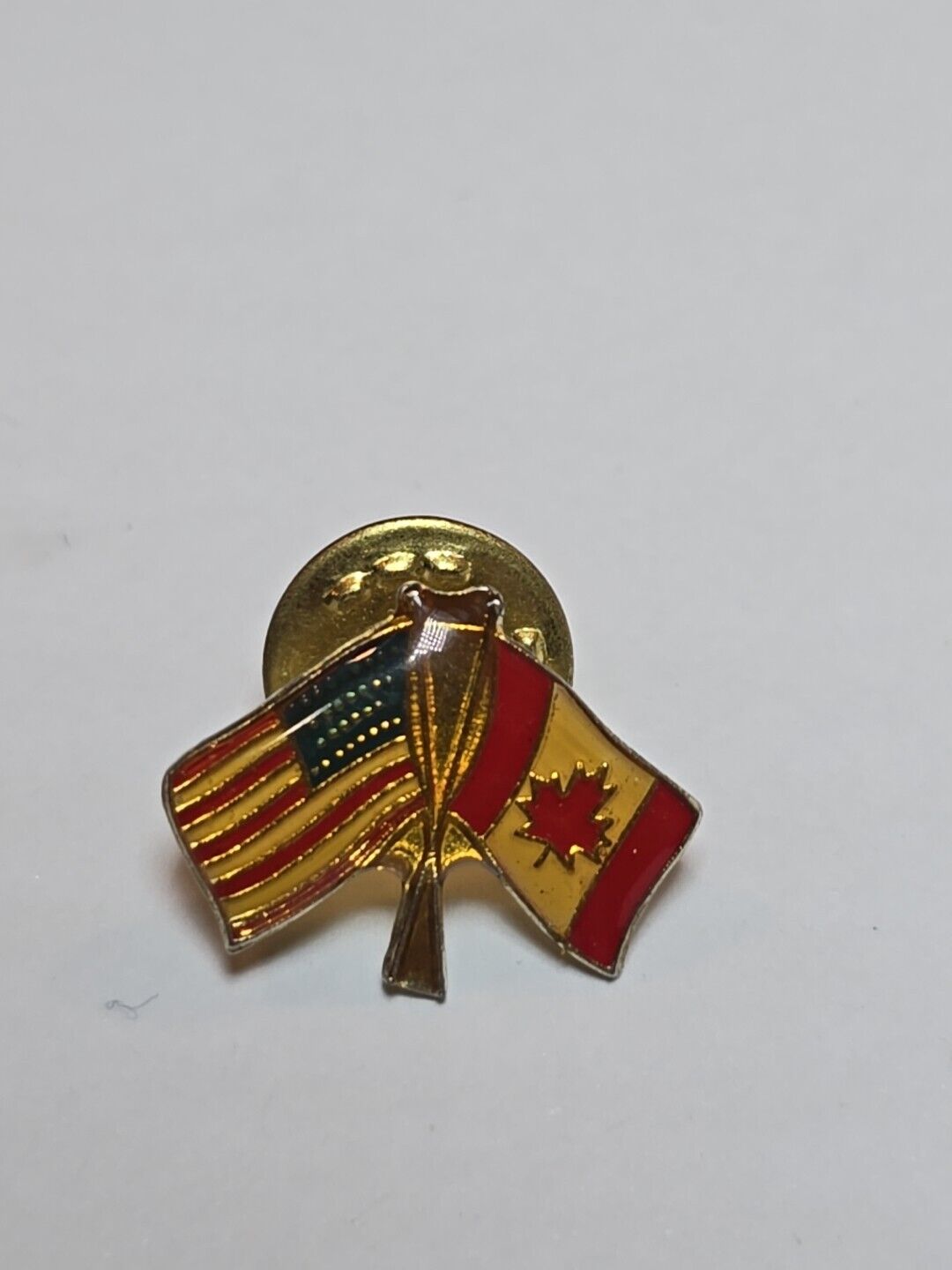 Vintage American Flag and Canadian Flag  Enamel Lapel Pin