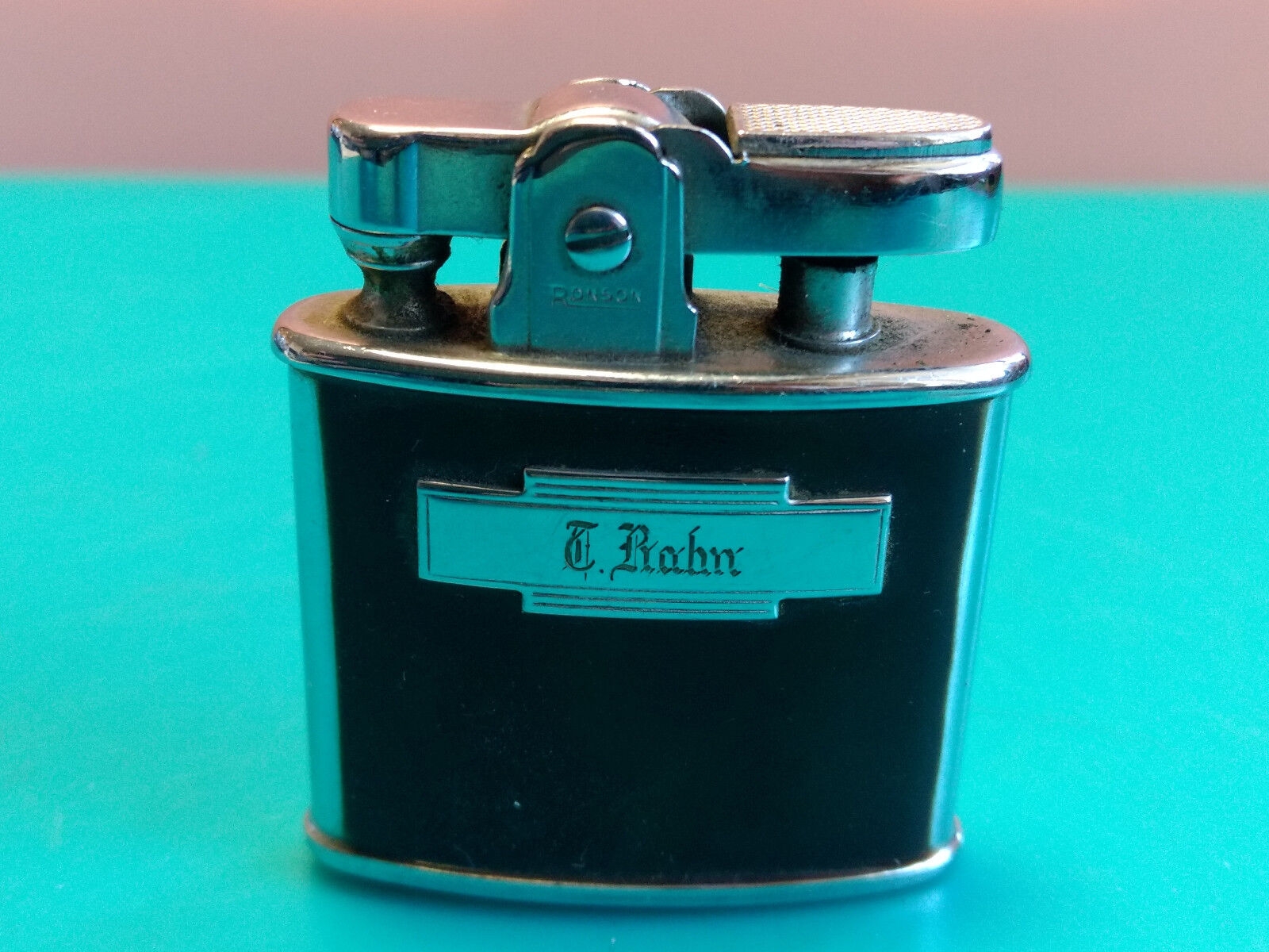 Old Vtg Collectible Ronson Standard Cigarette Lighter T. Rahn Engraving