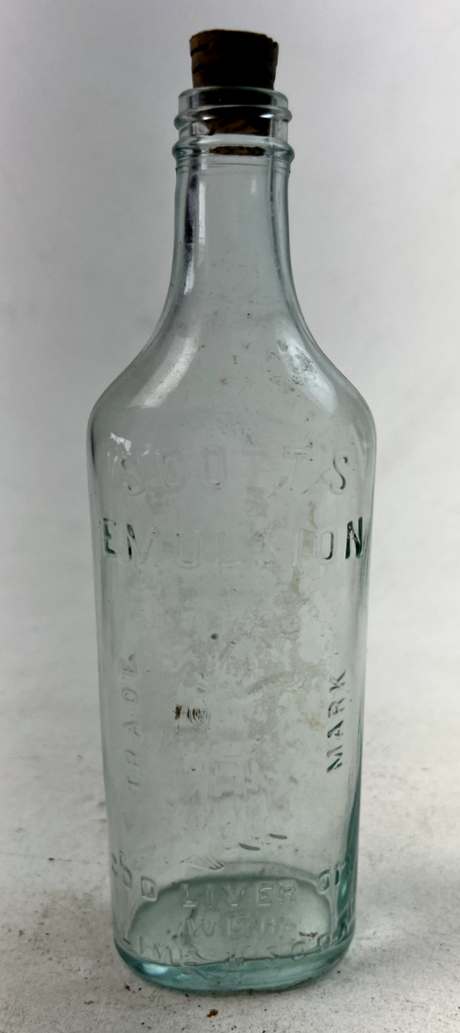 Vintage Scott's Emulsion Cod Liver Oil Bottle - 9.25