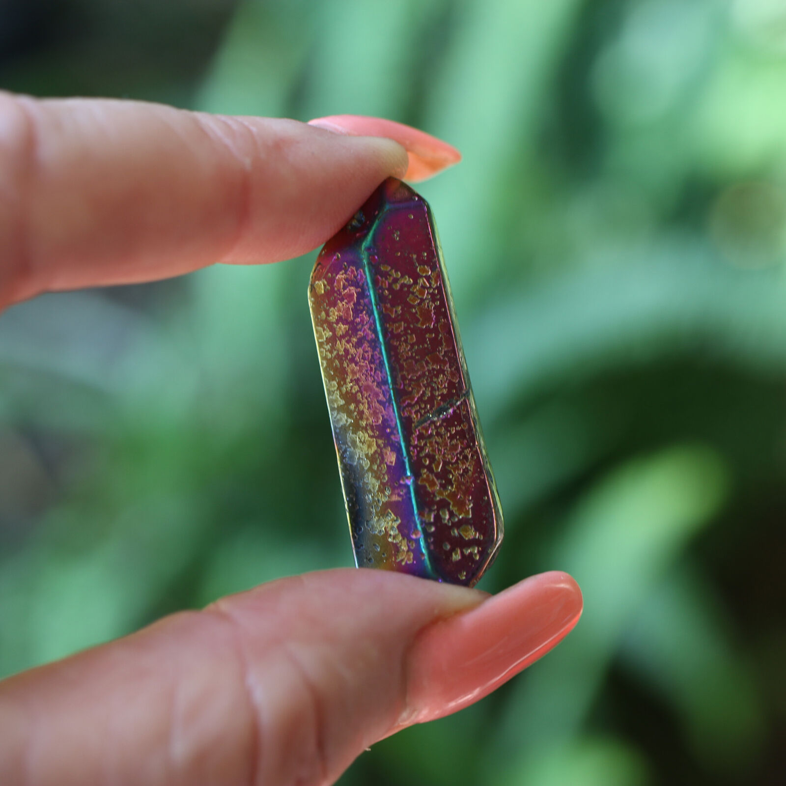 Titanium Rainbow Aura Quartz 1.5 Inch 45ct USA Crystal Flame Aura #42