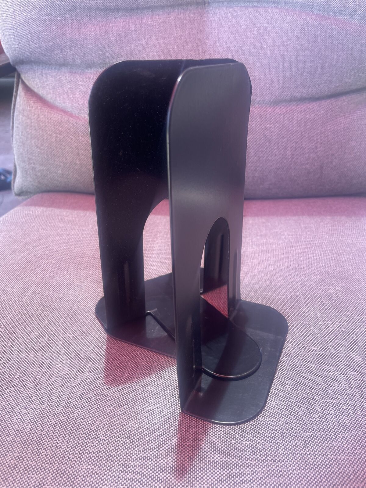 BOOK ENDS Pair VTG MCM Metal Industrial Library Style Black Paint Finish