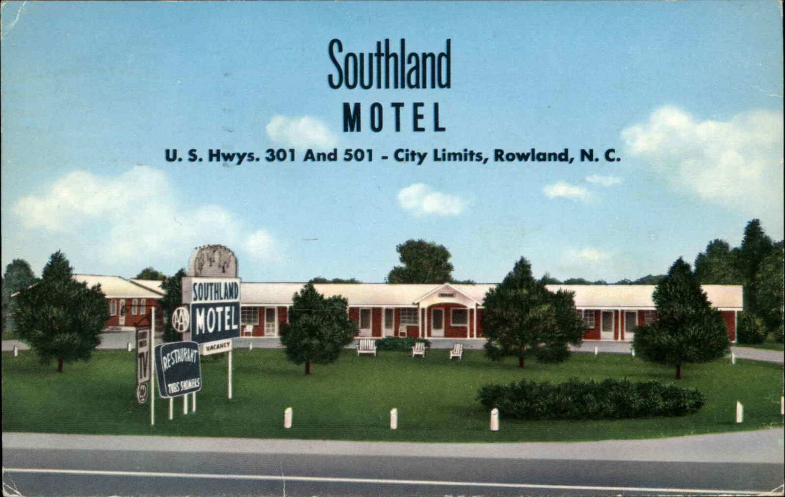 Rowland North Carolina NC Southland Motel c1950s-60s Postcard