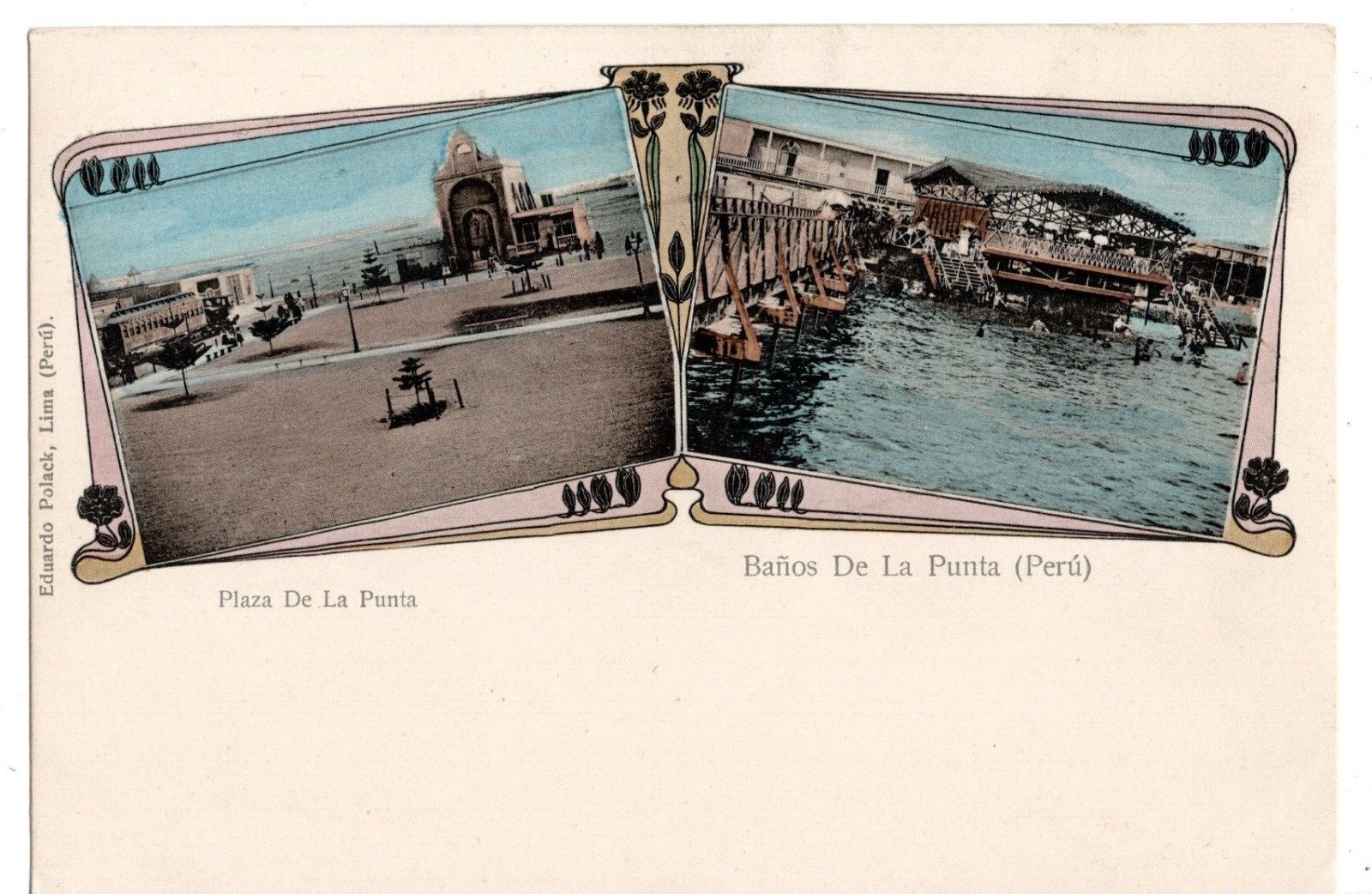 Postcard Peru, Punta Square, Punta Baths, unused