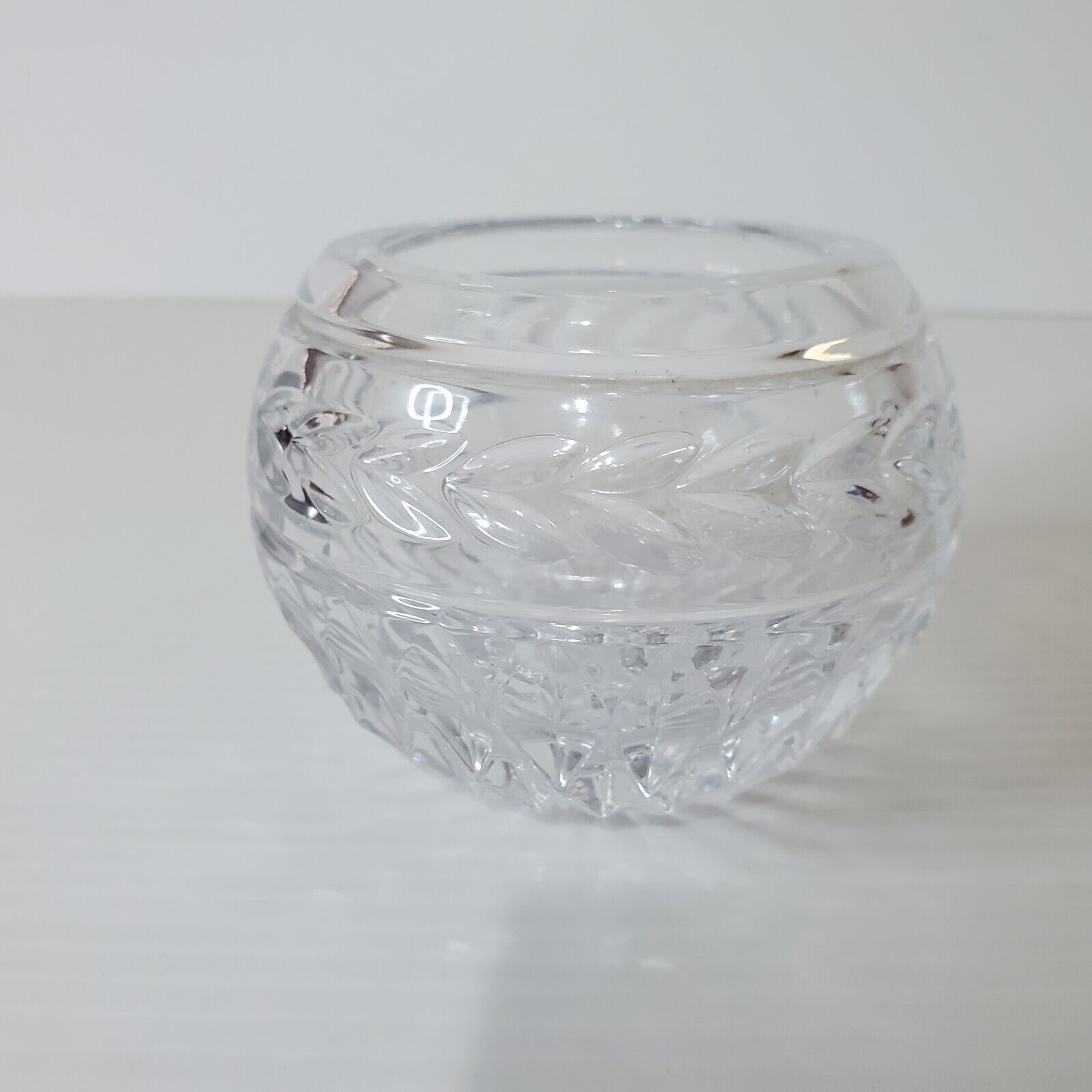 Vintage Faberge Clear Lead Crystal Bowl Cup Vase Small Marked Signed 