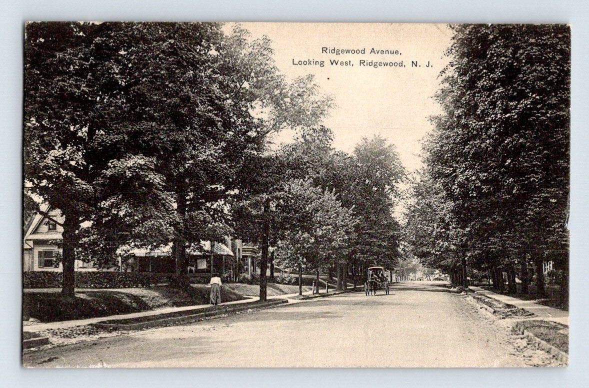 1908. RIDGEWOOD, NJ. RIDGEWOOD AVE. LOOKING WEST. POSTCARD. SM20