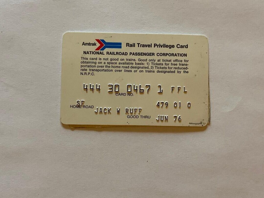 Amtrak Rail Travel Privilege Card - Expired:1976