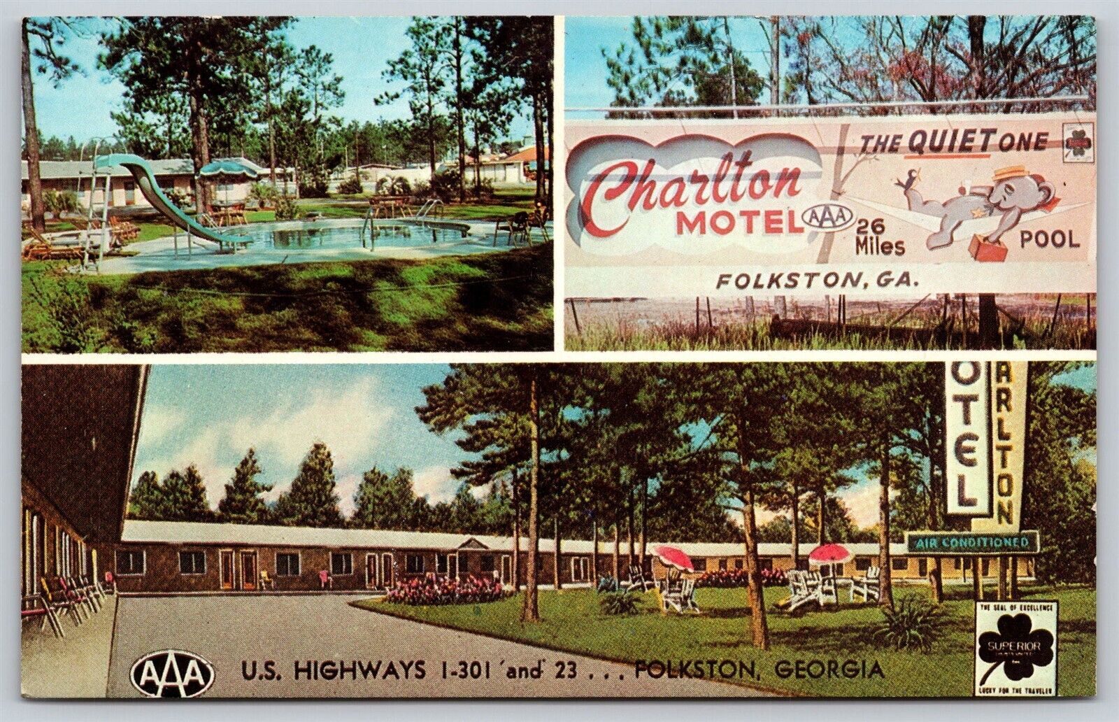 Postcard Charlton Motel, Folkston, Georgia T144