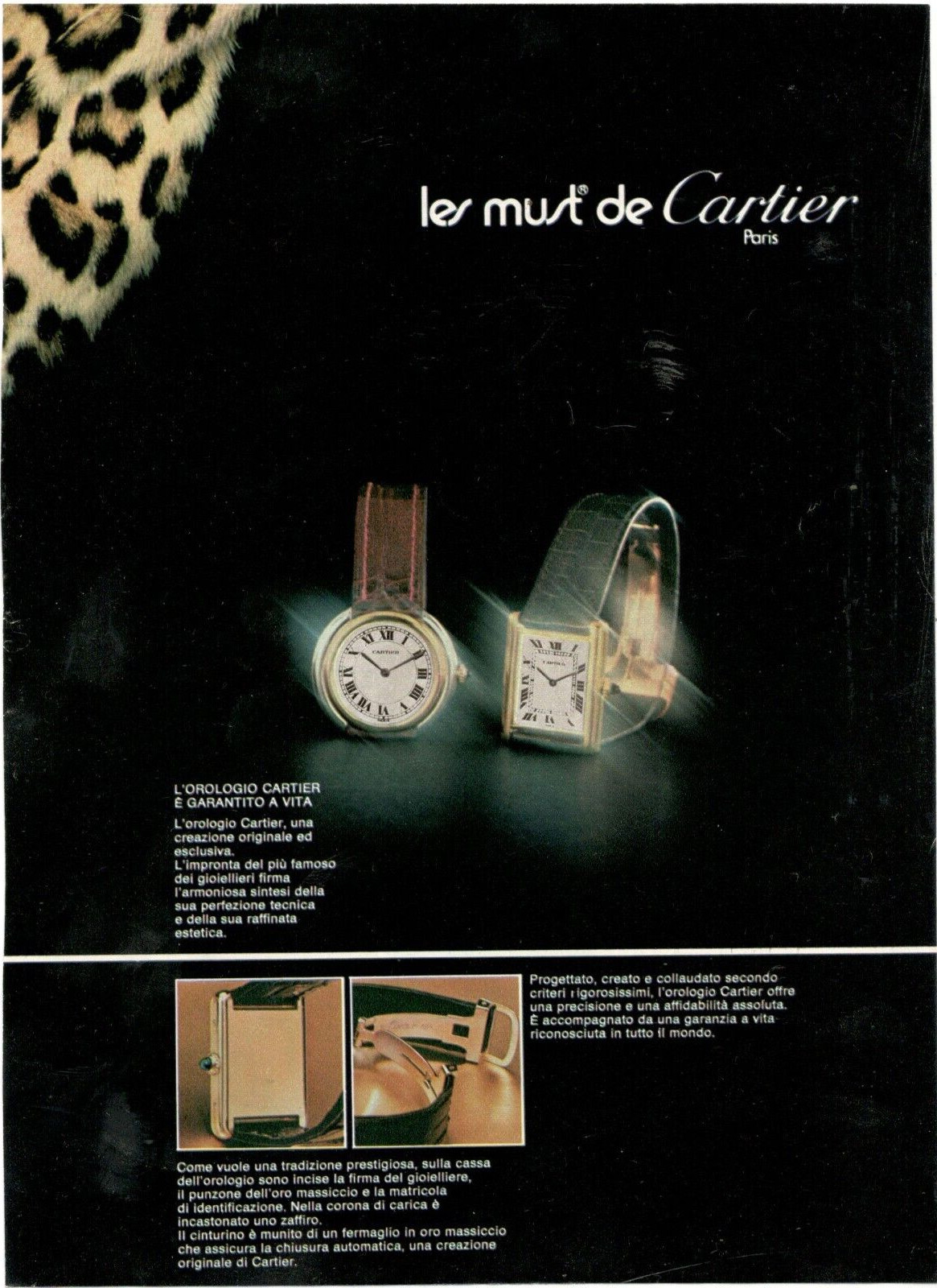 Les Must De Cartier Paris Advertising 1 Page 1973 Original Watch