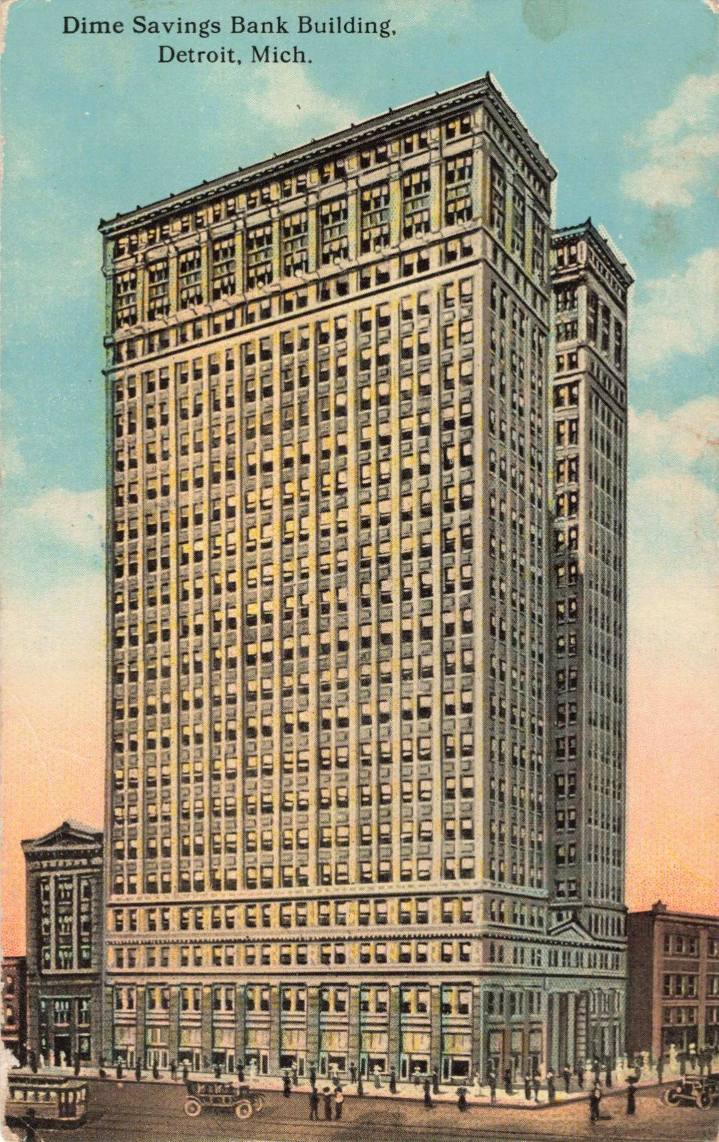 Detroit MI Michigan, Dime Savings Bank Building, Vintage Postcard
